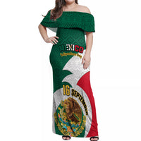 Personalised Mexico Independence Day Off Shoulder Maxi Dress Mexican Aztec Pattern - Wonder Print Shop