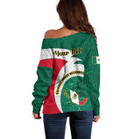 Personalised Mexico Independence Day Off Shoulder Sweater Mexican Aztec Pattern - Wonder Print Shop