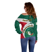 Personalised Mexico Independence Day Off Shoulder Sweater Mexican Aztec Pattern - Wonder Print Shop