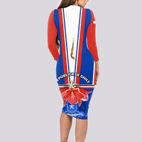 Chile Independence Day Long Sleeve Bodycon Dress Chilean Bellflower - Wonder Print Shop