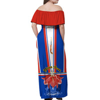 Personalised Chile Independence Day Off Shoulder Maxi Dress Chilean Bellflower - Wonder Print Shop