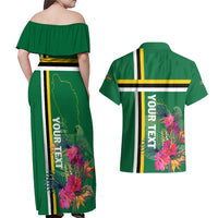 Personalized Dominica Couples Matching Off Shoulder Maxi Dress and Hawaiian Shirt Waitukubuli Tropical Flower - Wonder Print Shop