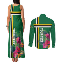 Personalized Dominica Couples Matching Tank Maxi Dress and Long Sleeve Button Shirt Waitukubuli Tropical Flower - Wonder Print Shop