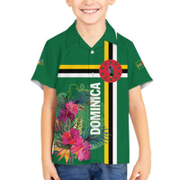 Personalized Dominica Family Matching Off Shoulder Short Dress and Hawaiian Shirt Waitukubuli Tropical Flower - Wonder Print Shop