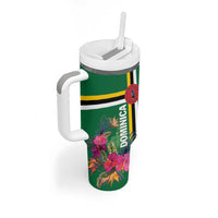 Personalized Dominica Tumbler With Handle Waitukubuli Tropical Flower - Wonder Print Shop