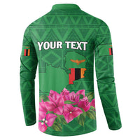 Personalized Zambia Button Sweatshirt Icitungu ca Zambia Bougainvillea - Wonder Print Shop