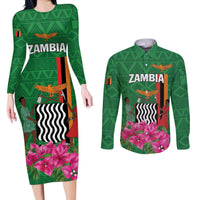 Personalized Zambia Couples Matching Long Sleeve Bodycon Dress and Long Sleeve Button Shirt Icitungu ca Zambia Bougainvillea - Wonder Print Shop