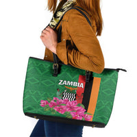 Zambia Leather Tote Bag Icitungu ca Zambia Bougainvillea - Wonder Print Shop