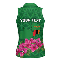 Personalized Zambia Women Sleeveless Polo Shirt Icitungu ca Zambia Bougainvillea - Wonder Print Shop