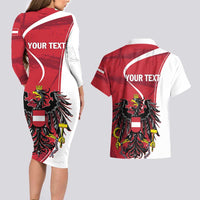 Personalized Austria National Day Couples Matching Long Sleeve Bodycon Dress and Hawaiian Shirt Republik Osterreich Black Eagle - Wonder Print Shop