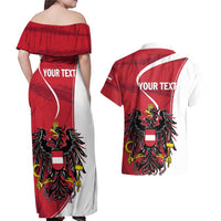 Personalized Austria National Day Couples Matching Off Shoulder Maxi Dress and Hawaiian Shirt Republik Osterreich Black Eagle - Wonder Print Shop