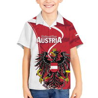 Personalized Austria National Day Family Matching Off The Shoulder Long Sleeve Dress and Hawaiian Shirt Republik Osterreich Black Eagle - Wonder Print Shop