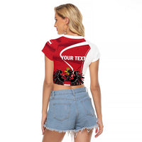 Personalized Austria National Day Raglan Cropped T Shirt Republik Osterreich Black Eagle - Wonder Print Shop