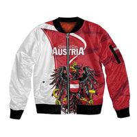 Personalized Austria National Day Sleeve Zip Bomber Jacket Republik Osterreich Black Eagle - Wonder Print Shop