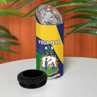 Personalized Saint Vincent and the Grenadines 4 in 1 Can Cooler Tumbler Pax et Justitia Cannonball Flower - Wonder Print Shop