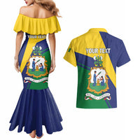 Personalized Saint Vincent and the Grenadines Couples Matching Mermaid Dress and Hawaiian Shirt Pax et Justitia Cannonball Flower - Wonder Print Shop