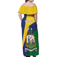 Personalized Saint Vincent and the Grenadines Family Matching Off Shoulder Maxi Dress and Hawaiian Shirt Pax et Justitia Cannonball Flower - Wonder Print Shop