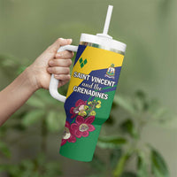 Personalized Saint Vincent and the Grenadines Tumbler With Handle Pax et Justitia Cannonball Flower - Wonder Print Shop
