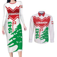 Personalized Lebanon Independence Day Couples Matching Long Sleeve Bodycon Dress and Long Sleeve Button Shirt Cedrus libani - Wonder Print Shop