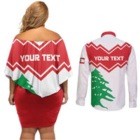 Personalized Lebanon Independence Day Couples Matching Off Shoulder Short Dress and Long Sleeve Button Shirt Cedrus libani - Wonder Print Shop