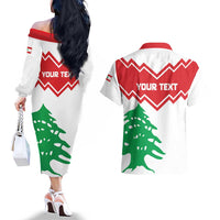 Personalized Lebanon Independence Day Couples Matching Off The Shoulder Long Sleeve Dress and Hawaiian Shirt Cedrus libani - Wonder Print Shop