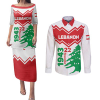 Personalized Lebanon Independence Day Couples Matching Puletasi and Long Sleeve Button Shirt Cedrus libani - Wonder Print Shop