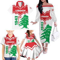 Personalized Lebanon Independence Day Family Matching Off The Shoulder Long Sleeve Dress and Hawaiian Shirt Cedrus libani - Wonder Print Shop