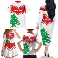 Personalized Lebanon Independence Day Family Matching Off The Shoulder Long Sleeve Dress and Hawaiian Shirt Cedrus libani - Wonder Print Shop