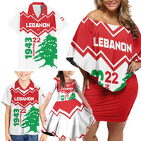 Personalized Lebanon Independence Day Family Matching Off Shoulder Short Dress and Hawaiian Shirt Cedrus libani - Wonder Print Shop