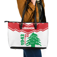 Lebanon Independence Day Leather Tote Bag Cedrus libani - Wonder Print Shop