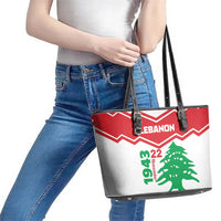 Lebanon Independence Day Leather Tote Bag Cedrus libani - Wonder Print Shop