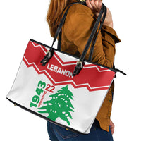 Lebanon Independence Day Leather Tote Bag Cedrus libani - Wonder Print Shop
