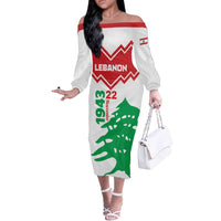 Personalized Lebanon Independence Day Off The Shoulder Long Sleeve Dress Cedrus libani - Wonder Print Shop