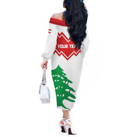 Personalized Lebanon Independence Day Off The Shoulder Long Sleeve Dress Cedrus libani - Wonder Print Shop