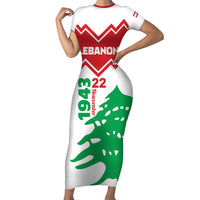 Personalized Lebanon Independence Day Short Sleeve Bodycon Dress Cedrus libani - Wonder Print Shop