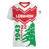 Personalized Lebanon Independence Day Women V-Neck T-Shirt Cedrus libani - Wonder Print Shop