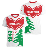 Personalized Lebanon Independence Day Women V-Neck T-Shirt Cedrus libani - Wonder Print Shop