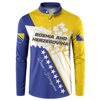 Personalized Bosnia and Herzegovina Button Sweatshirt Stars With Golden Lily - Wonder Print Shop