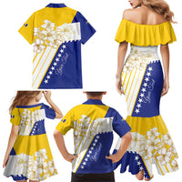 Personalized Bosnia and Herzegovina Family Matching Mermaid Dress and Hawaiian Shirt Stars With Golden Lily - Wonder Print Shop