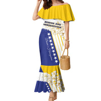 Personalized Bosnia and Herzegovina Family Matching Mermaid Dress and Hawaiian Shirt Stars With Golden Lily - Wonder Print Shop