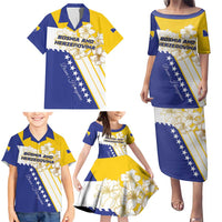Personalized Bosnia and Herzegovina Family Matching Puletasi and Hawaiian Shirt Stars With Golden Lily - Wonder Print Shop