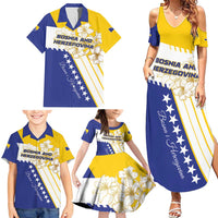Personalized Bosnia and Herzegovina Family Matching Summer Maxi Dress and Hawaiian Shirt Stars With Golden Lily - Wonder Print Shop