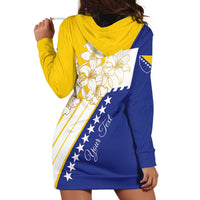 Personalized Bosnia and Herzegovina Hoodie Dress Stars With Golden Lily - Wonder Print Shop