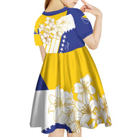 Personalized Bosnia and Herzegovina Kid Short Sleeve Dress Stars With Golden Lily - Wonder Print Shop