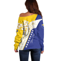Personalized Bosnia and Herzegovina Off Shoulder Sweater Stars With Golden Lily - Wonder Print Shop