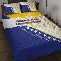 Bosnia and Herzegovina Quilt Bed Set Stars With Golden Lily - Wonder Print Shop