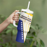 Personalized Bosnia and Herzegovina Tumbler With Handle Stars With Golden Lily - Wonder Print Shop