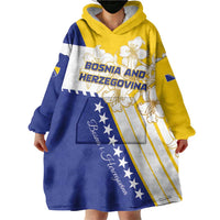 Personalized Bosnia and Herzegovina Wearable Blanket Hoodie Stars With Golden Lily - Wonder Print Shop