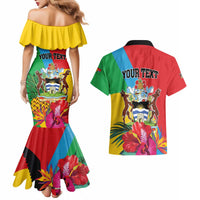 Personalised Barbuda Couples Matching Mermaid Dress and Hawaiian Shirt Frigate Bird Tropical Style