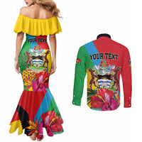 Personalised Barbuda Couples Matching Mermaid Dress and Long Sleeve Button Shirt Frigate Bird Tropical Style